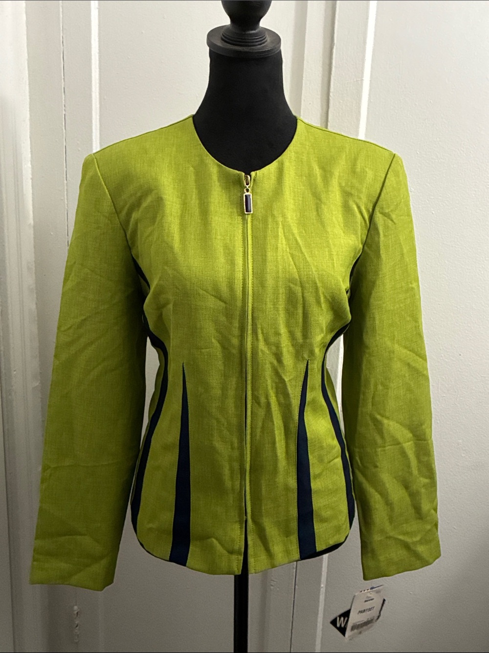 vintage Misses collarless zip-front jacke